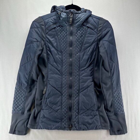 Athleta Jackets & Blazers - Athleta Jacket Womens Sz 2XS Rock Ridge PrimaLoft Hoodie Quilted Insulated Gray